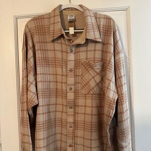 NWT Pink Victoria's Secret Womens Button Up Shirt Brown XL Plaid Long Sleeve